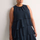 Blue Sleeveless Ruffled A-Line Dress