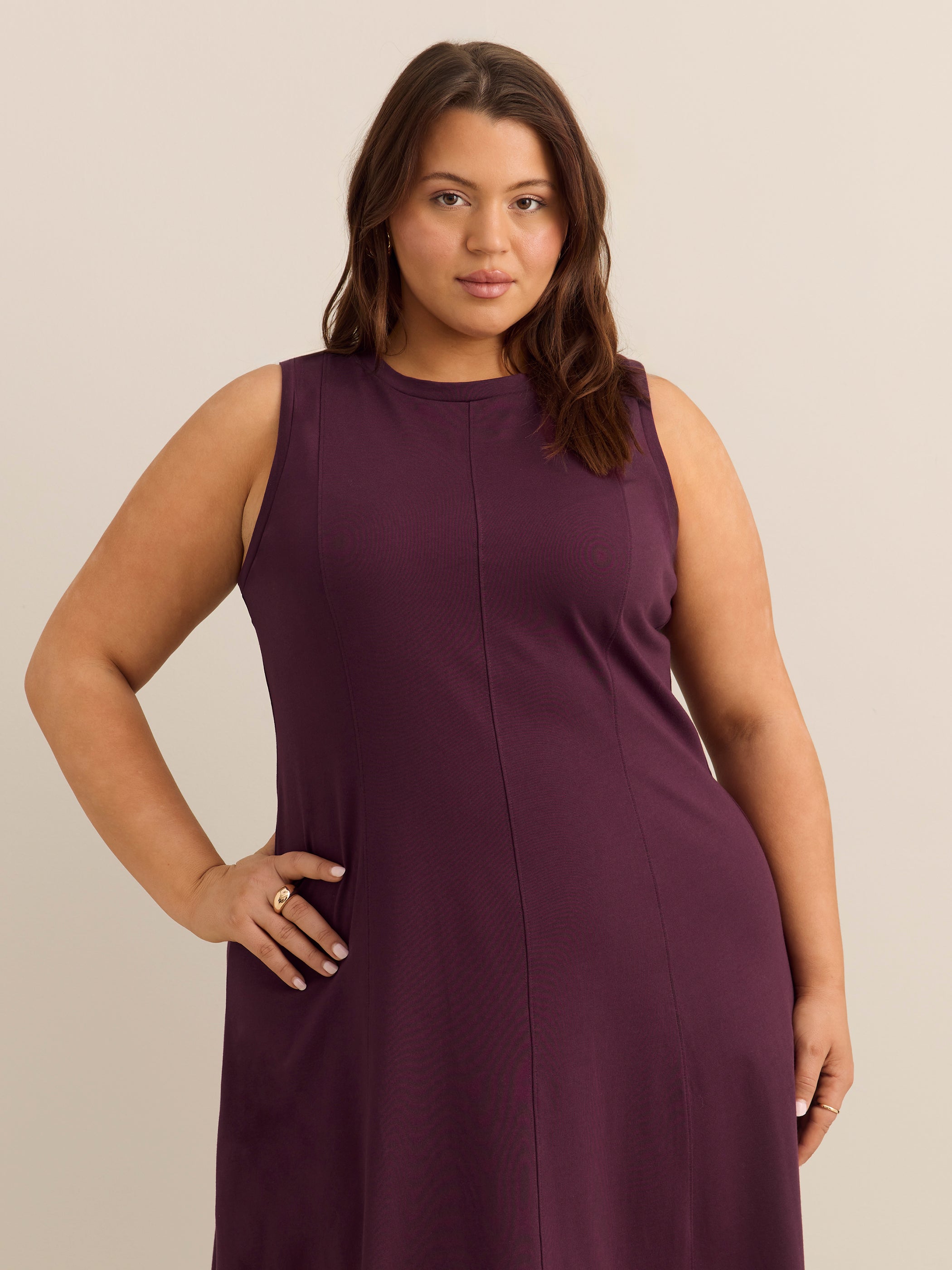 Sleeveless Panel Midi Dress