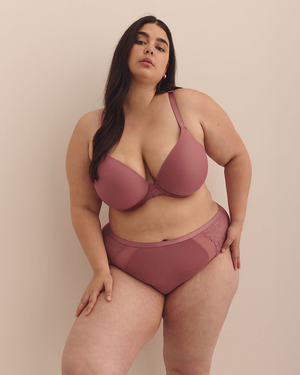 Rose Underwire Plunge Bra with Lace - Déesse Collection