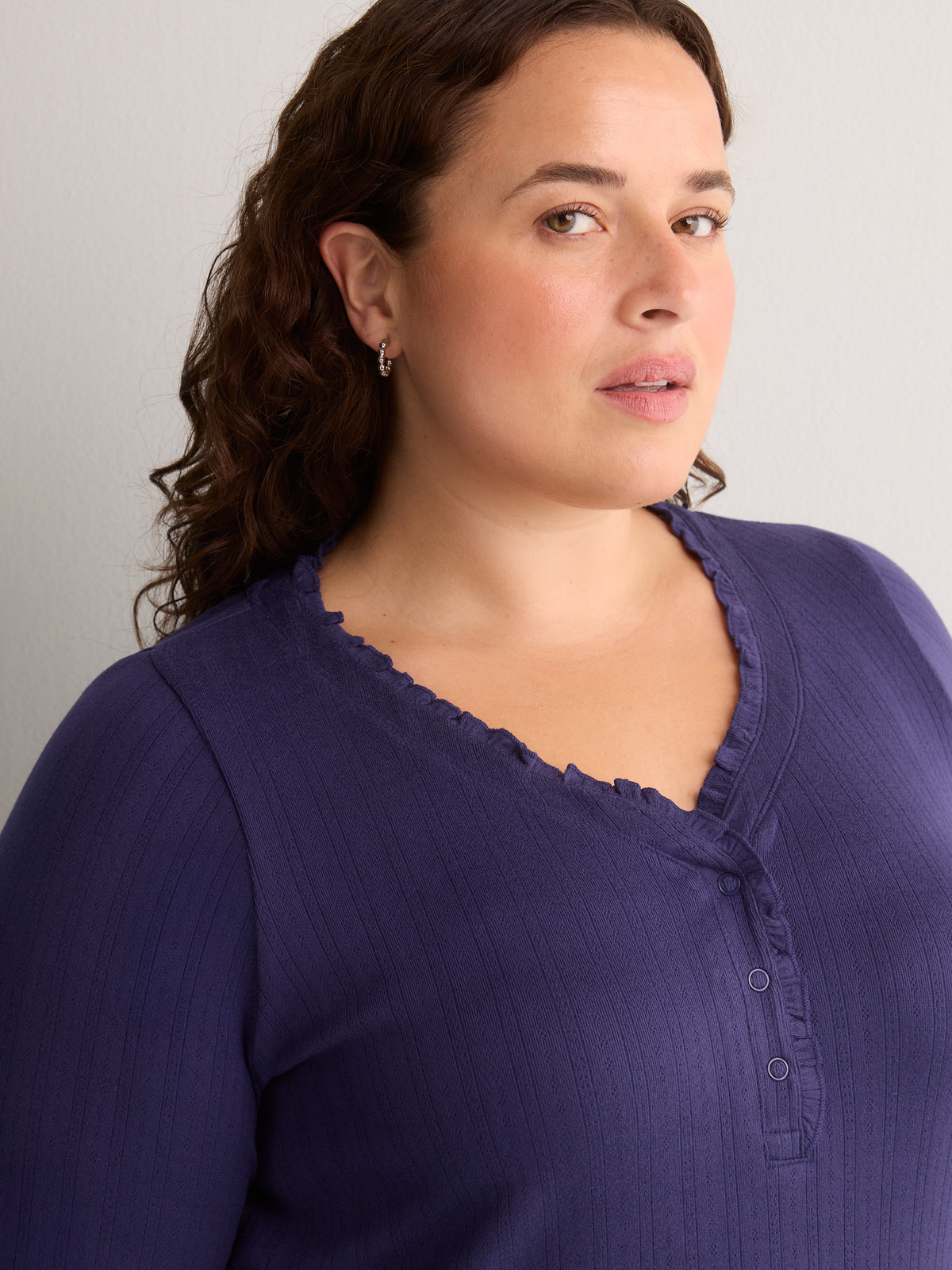 Modern-Fit Pointelle Henley Sleep Top - tiVOGLIO