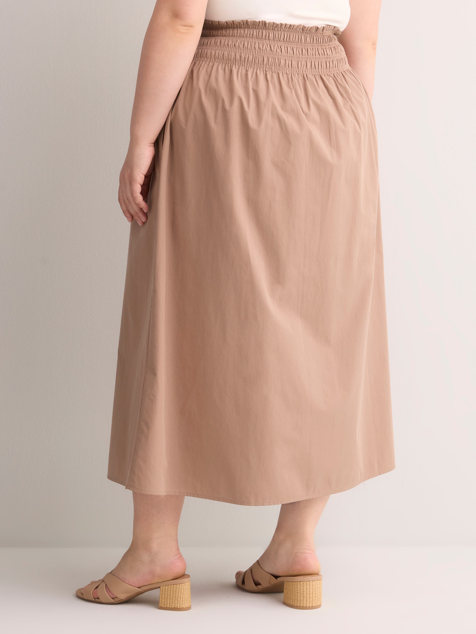 Cotton Poplin Pull-On Maxi Skirt