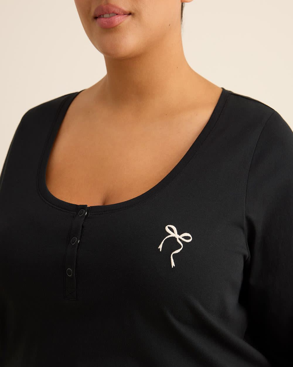 Haut de pyjama en tricot coupe moderne Penningtons – 100 % coton, détail nœud