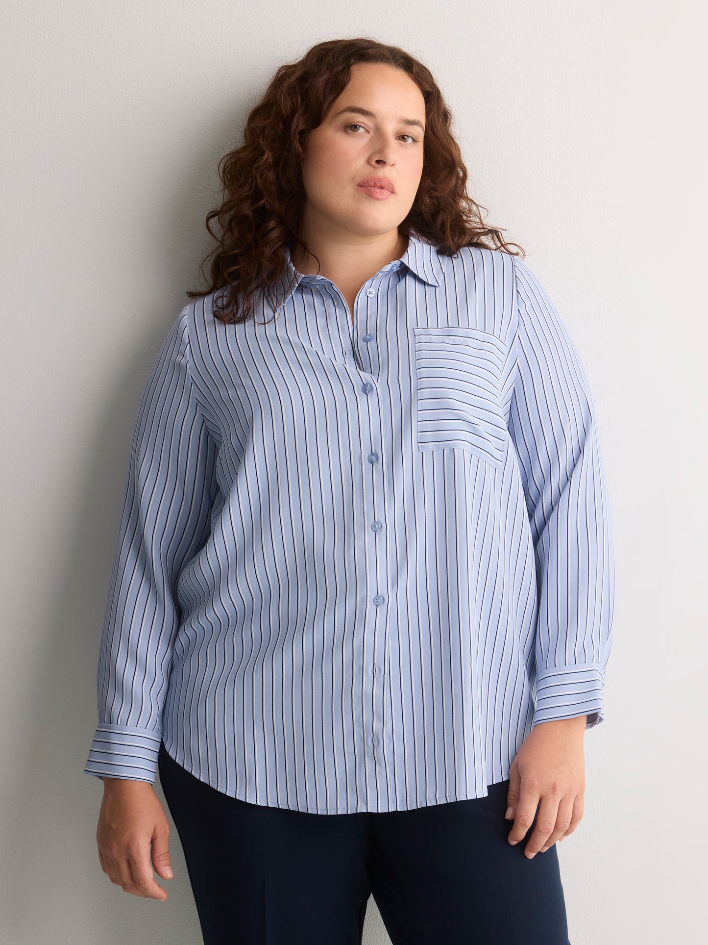 Responsible, Silky Buttoned Down Tunic Shirt
