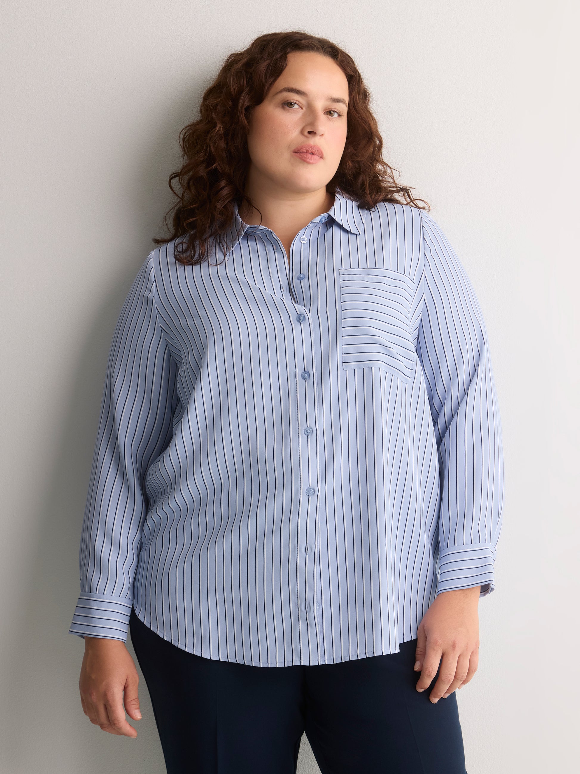 Responsible, Silky Buttoned Down Tunic Shirt