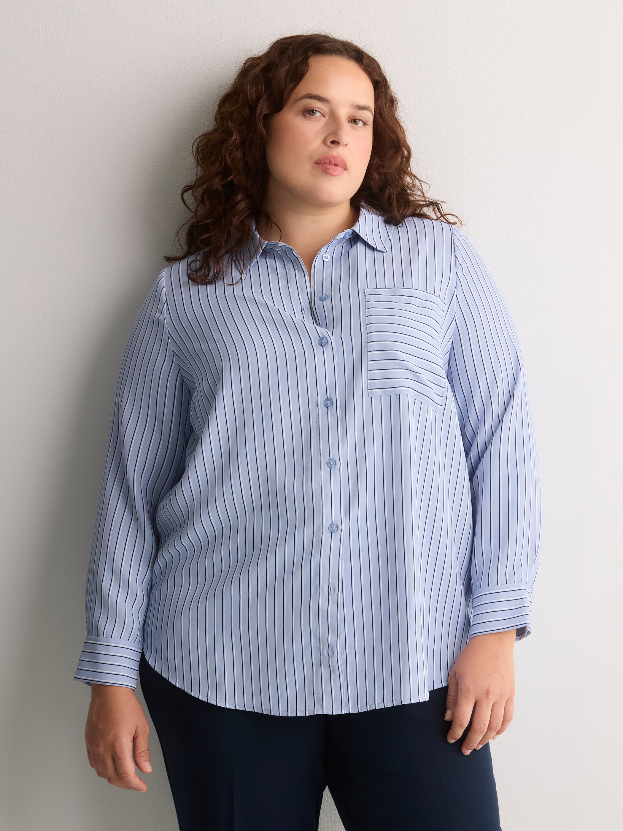 Responsible, Silky Buttoned Down Tunic Shirt