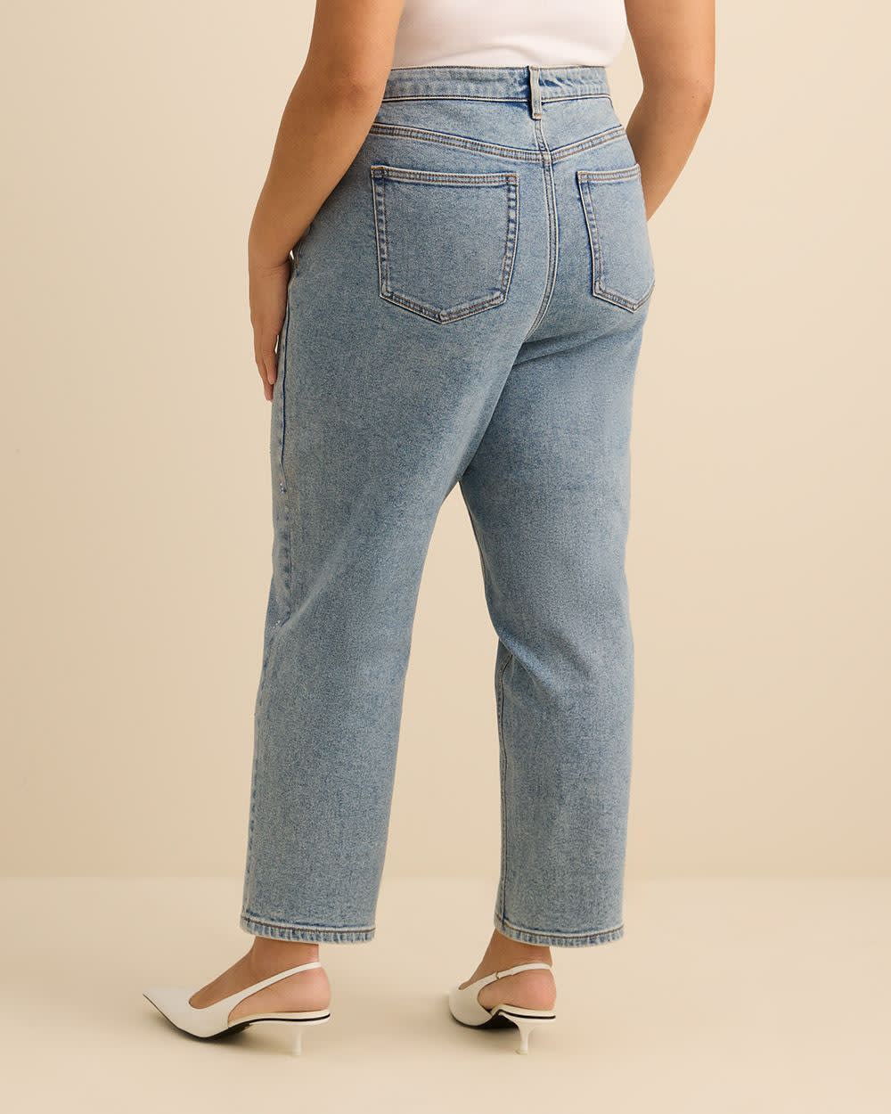 Jean mom taille haute à motif décoratif - Addition Elle