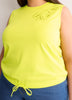 Straight-Fit Sleeveless Bubble Knit Top with Embroidery