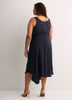 Asymmetric Satin Cocktail Midi Dress - Addition Elle