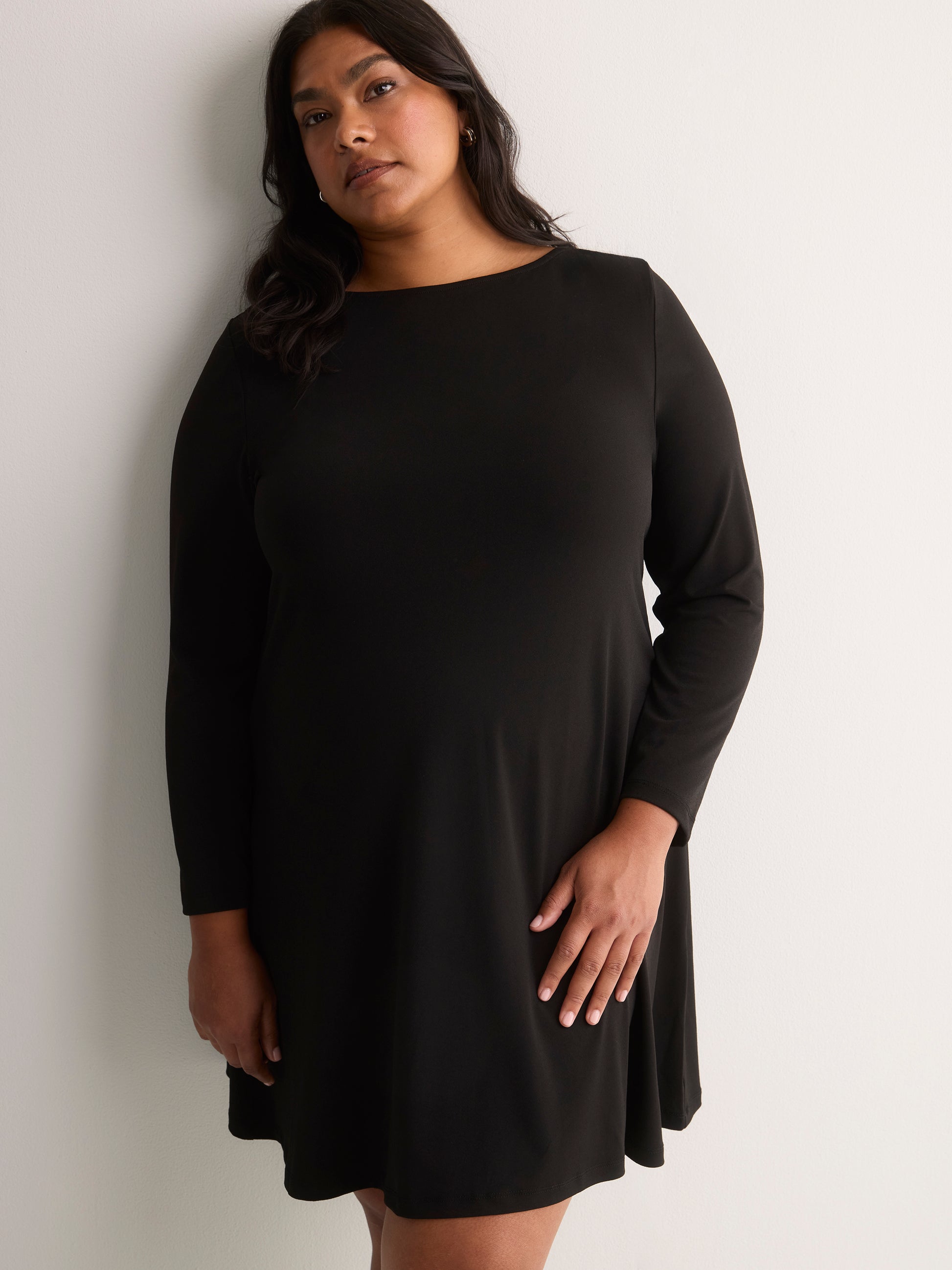 Draped-Neck Swing Dress