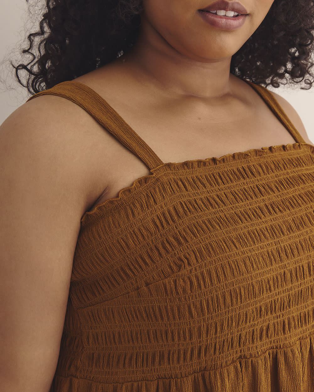 Smocking Knit Top with Large Straps