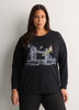 Black Crewneck Sweatshirt with Licensed Print