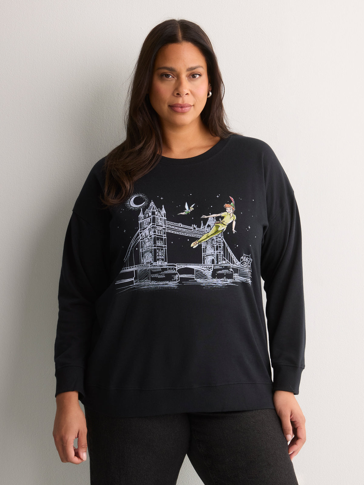 Black Crewneck Sweatshirt with Licensed Print