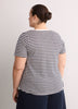 Short-Sleeve V-Neck Henley Shirt with Stripes