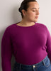 Fitted Long-Sleeve Rib Knit Tee