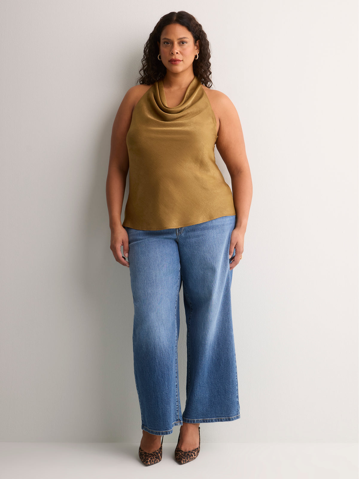 Satin Straight Sleeveless Halter Top