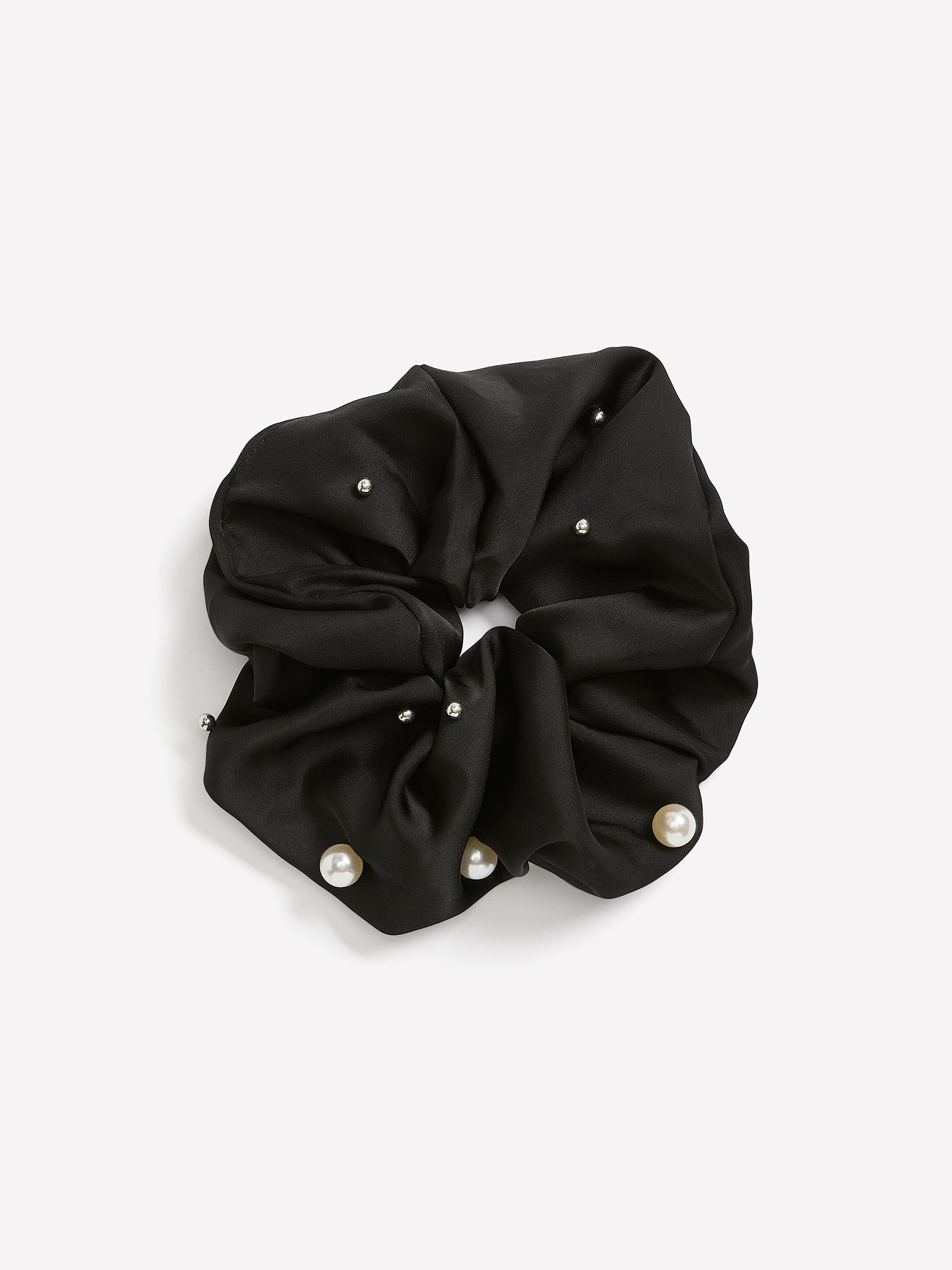 Large Hair Scrunchie with Pearl Studs