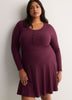 Ribbed Fit-and-Flare Crew-Neck Short Dress