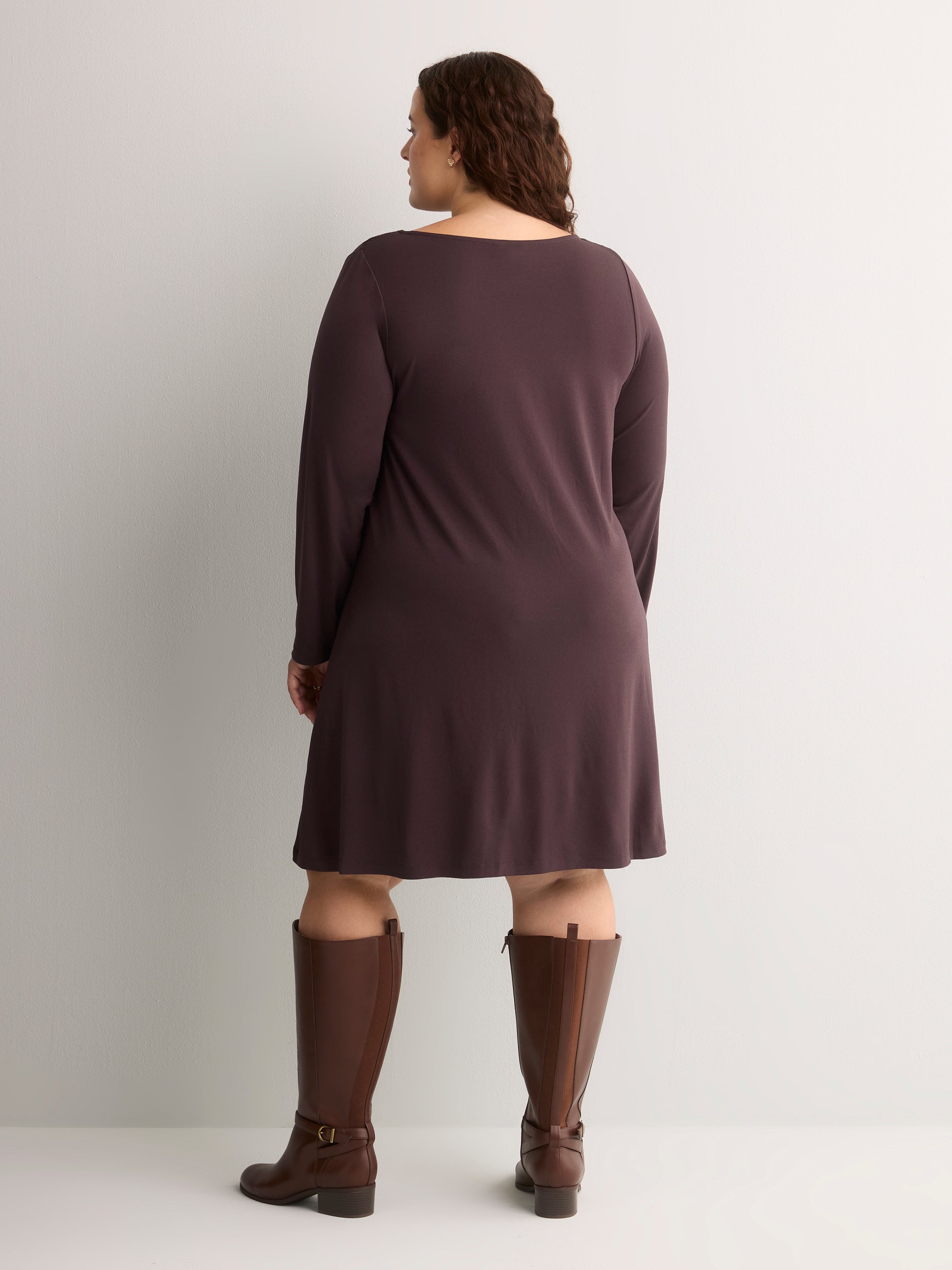 Draped-Neck Swing Dress