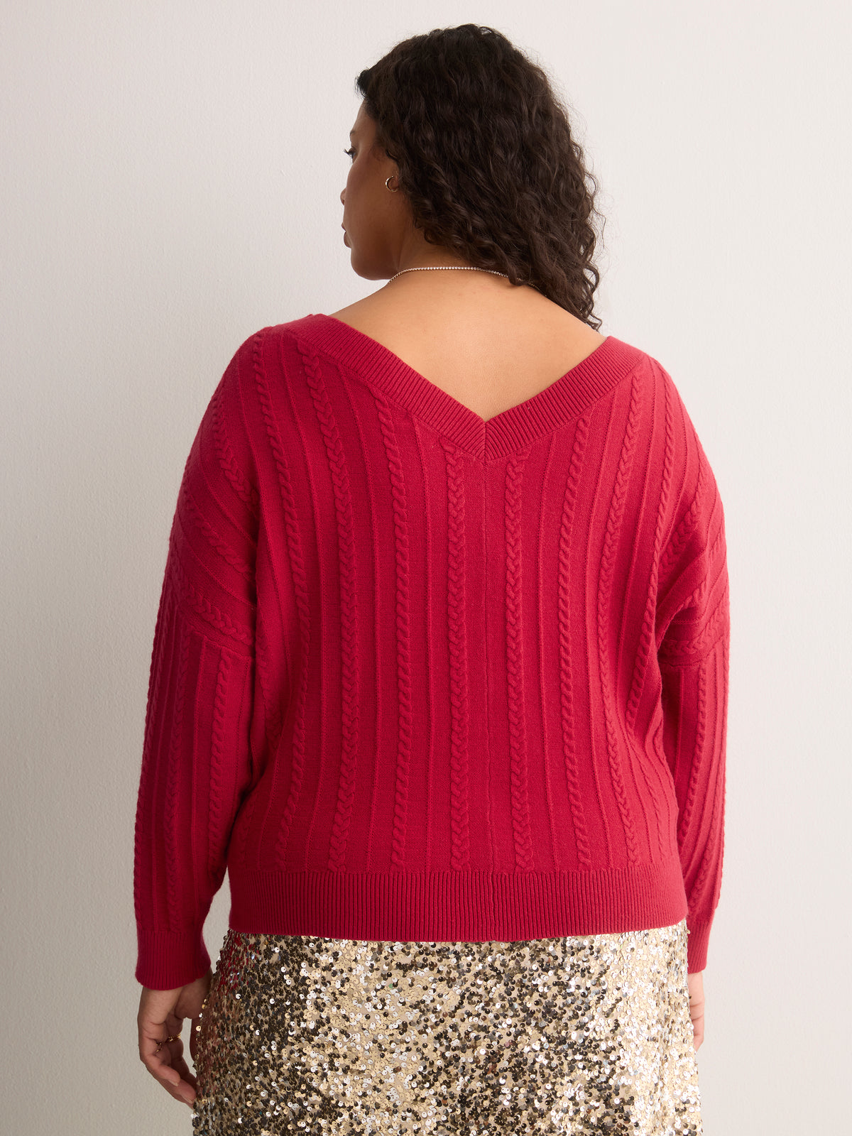 Short Wide V-Neck Sweater
