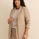 Beige Pinstripe Single-Breasted Blazer