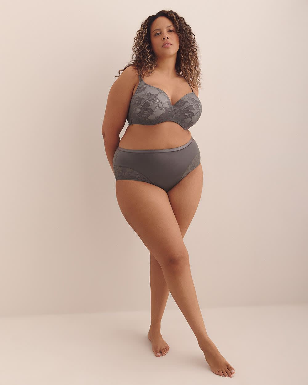 Grey Underwire Lace T-Shirt Bra - Déesse Collection