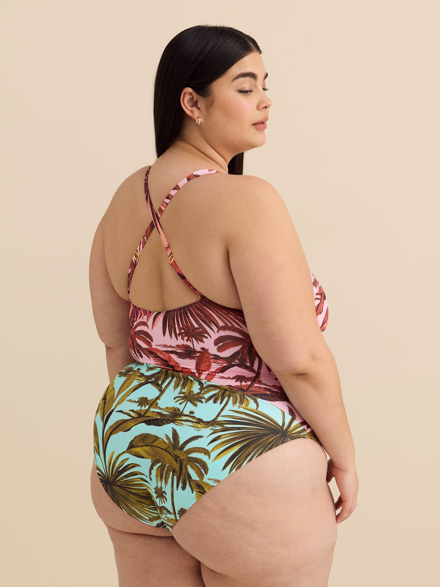 Maillot une-pièce coloré à encolure en V croisée - Bleu Rod Beattie