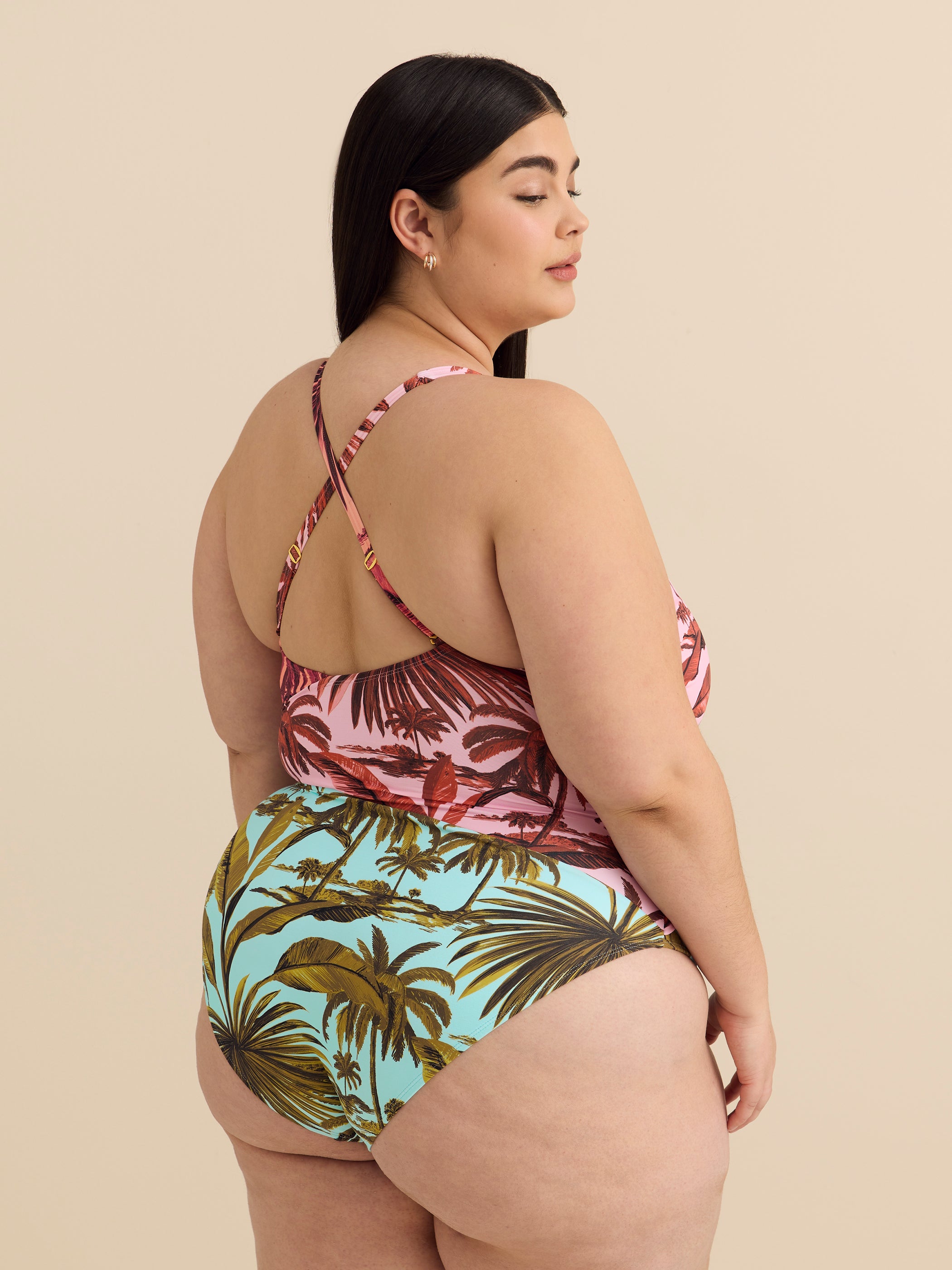 Maillot une-pièce coloré à encolure en V croisée - Bleu Rod Beattie