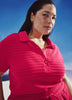 Short-Sleeve Crochet Knit Polo - Active Zone