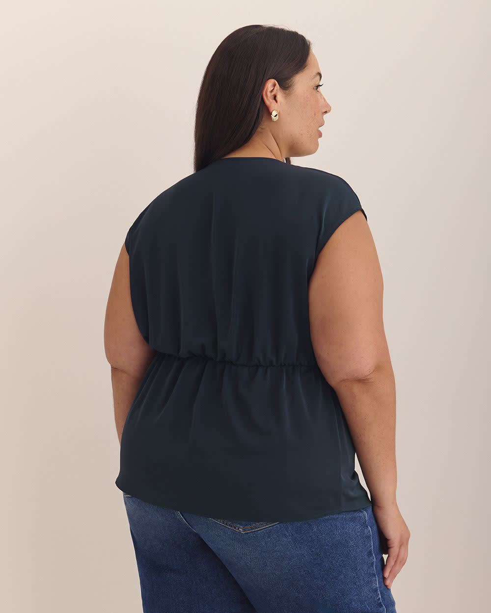 Extended-Sleeve V-Neck Knotted Blouse - Addition Elle