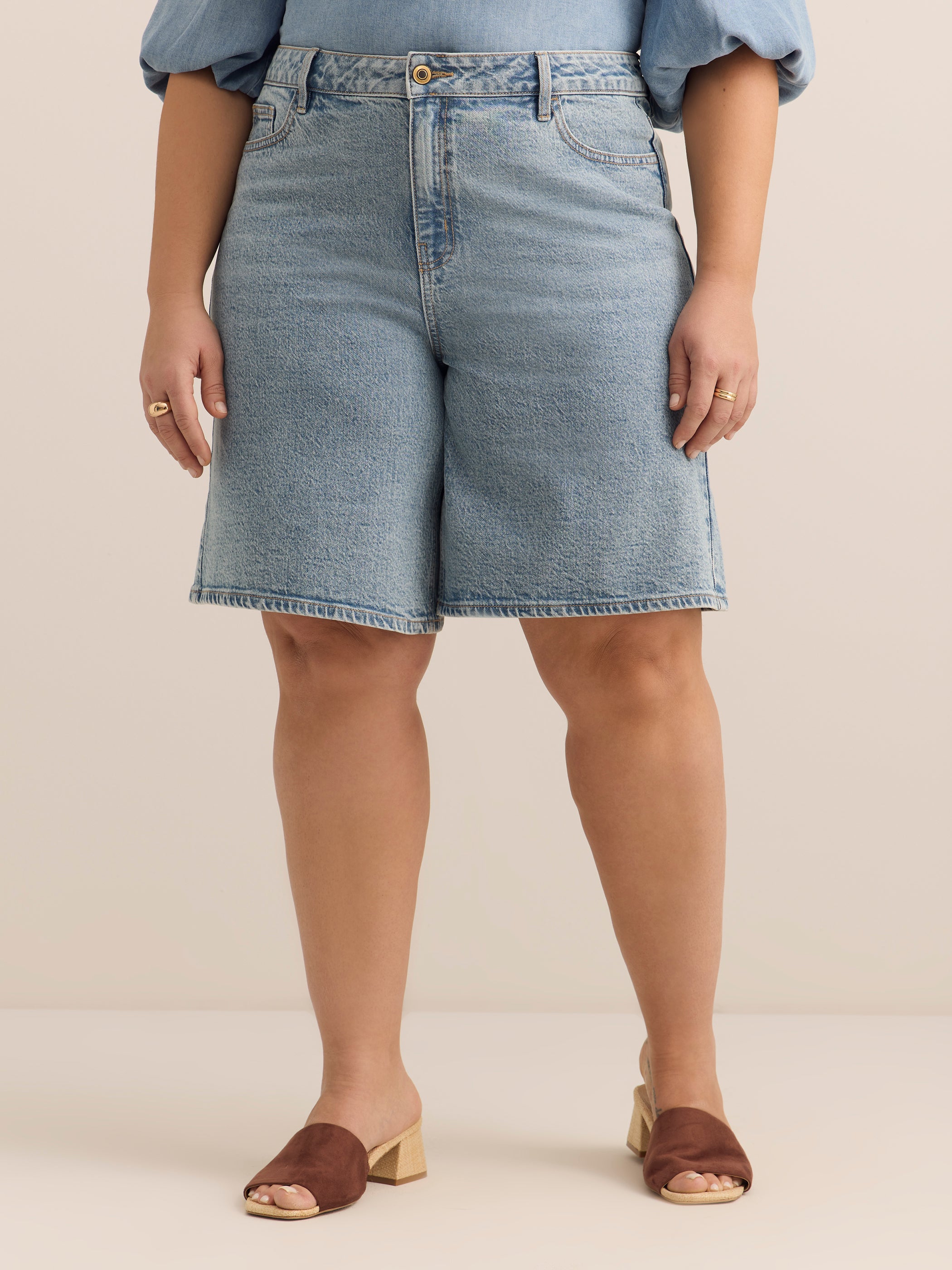 Classic-Fit High-Rise Denim Bermuda - d/C JEANS