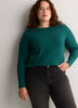 Dark Blue Boyfriend-Fit Long-Sleeve Rib Knit Tee
