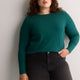 Dark Blue Boyfriend-Fit Long-Sleeve Rib Knit Tee