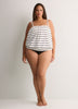 White Striped Blouson Tankini Top