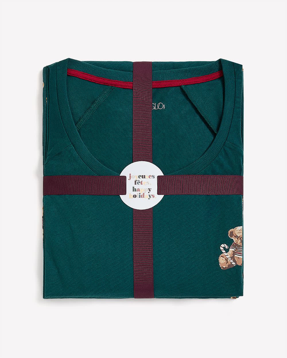 Teddy Bear Print Knit Tunic Top and Legging Pyjama Set - ti Voglio