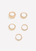 Assorted Hammered Golden Rings, Set of 5