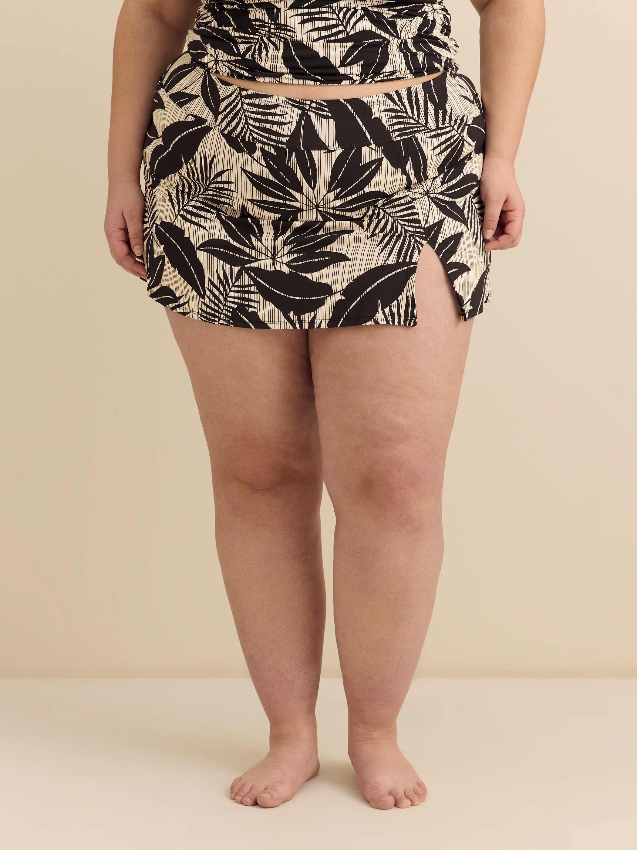 Leaf-Print High-Waisted Swim Skirt - Bleu Rod Beattie