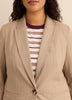 Beige Pinstripe Single-Breasted Blazer