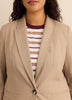 Beige Pinstripe Single-Breasted Blazer