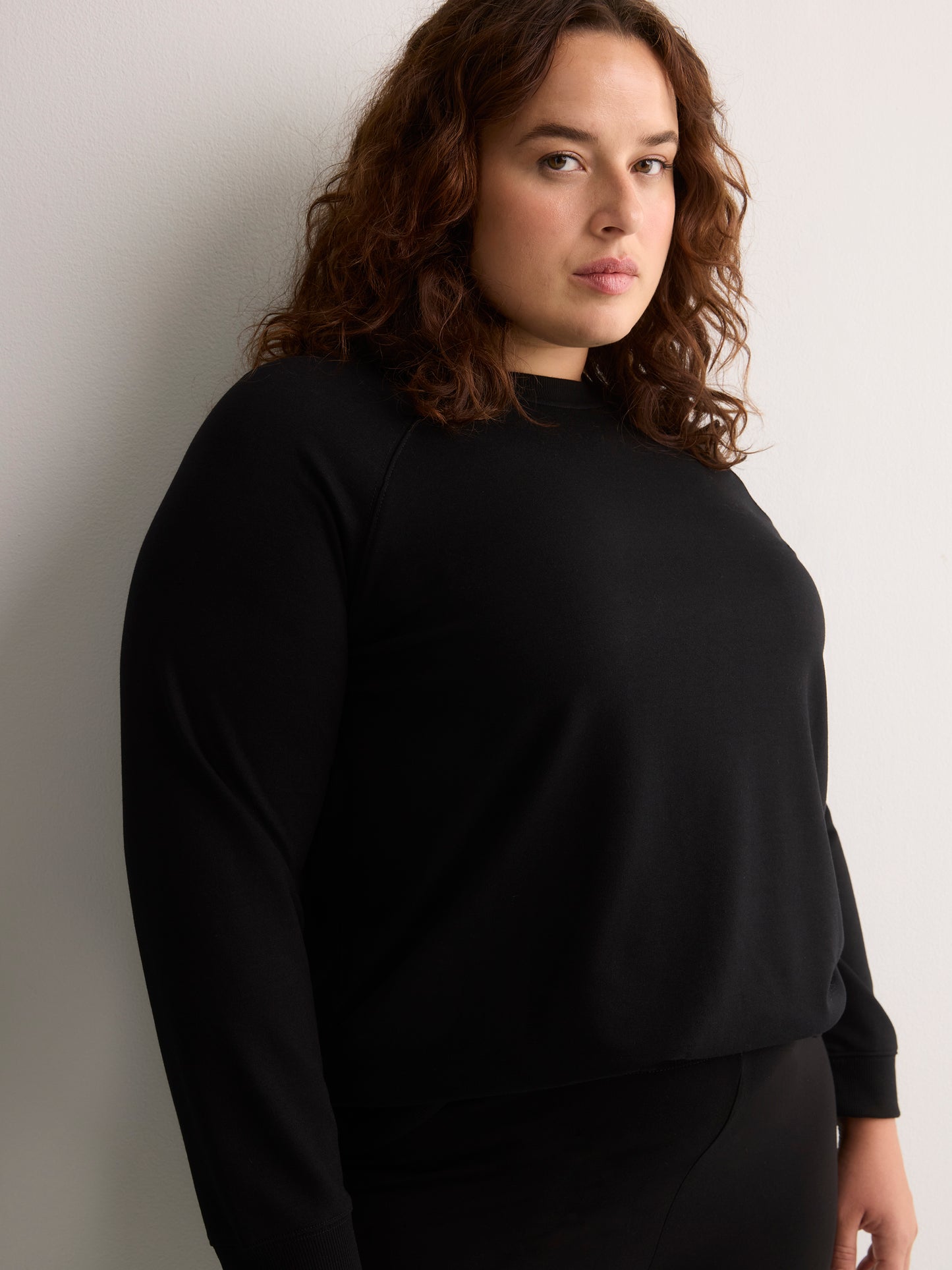 Loose French Terry Raglan-Sleeve Crew-Neck Sweatshirt