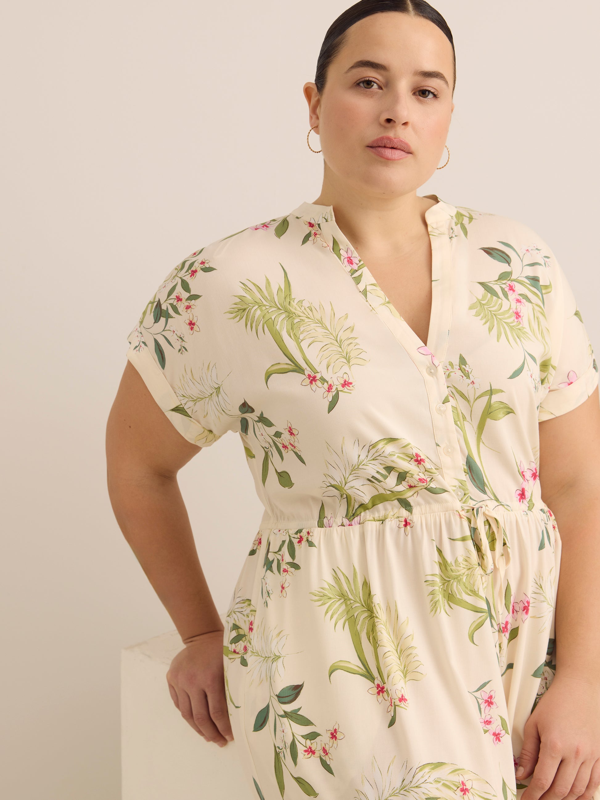 Responsible, Short Dolman-Sleeve Tiered Popover Dress
