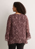 Split-Neck Long Flounce Sleeve Asymmetrical Blouse