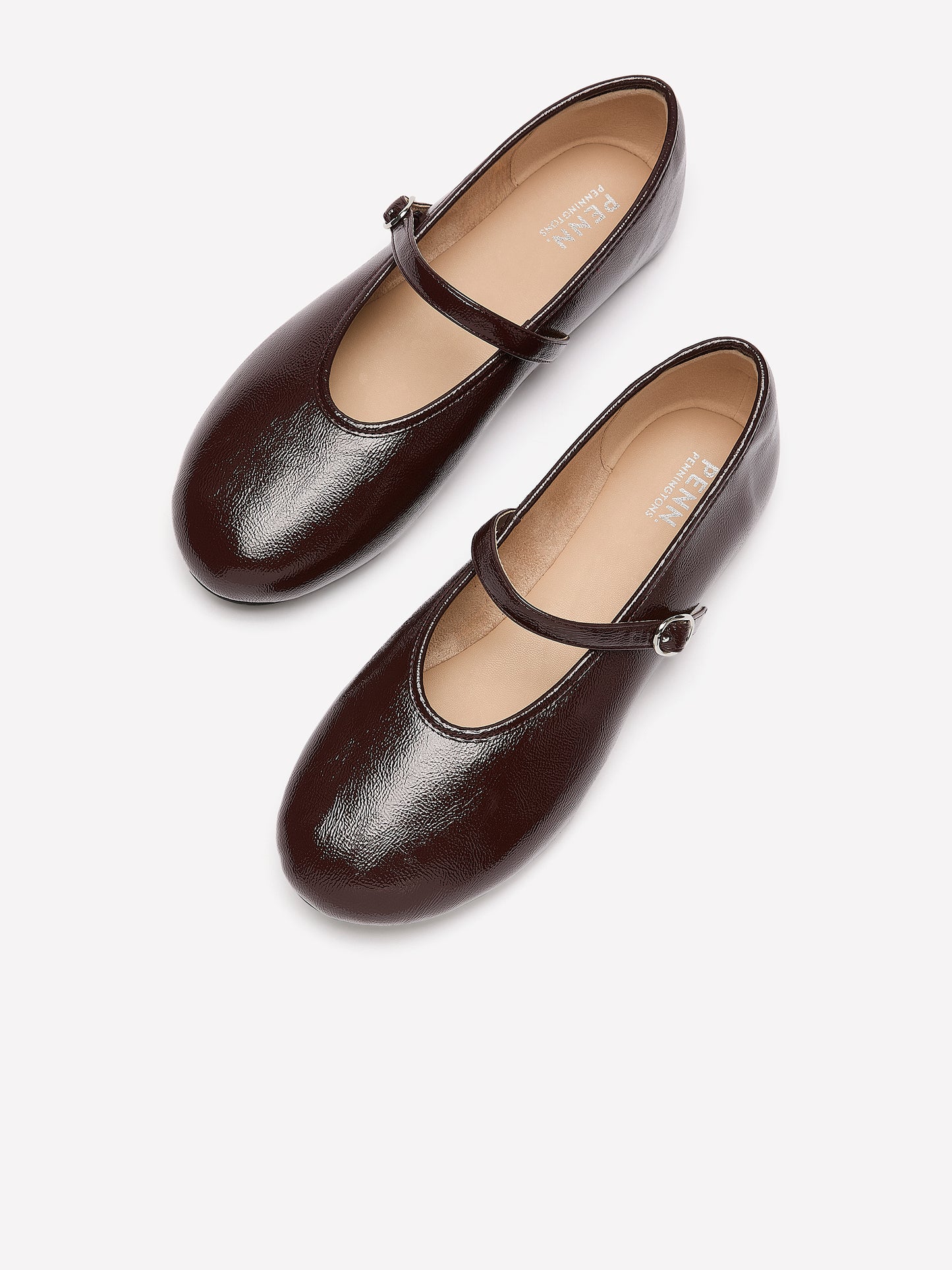 Wide Width, Acora Burgundy Faux Leather Ballerina with Strap