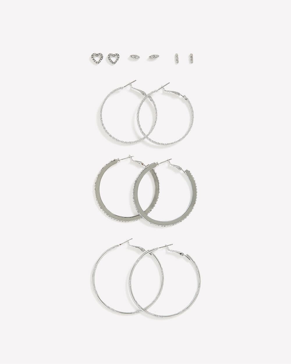 Anneaux et clous d'oreilles avec strass, ens. de 6