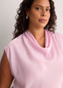 Straight-Fit Draped Cowl-Neck Satin Blouse