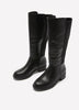 Extra Wide Width, Black Tall Faux-Leather Low-Block-Heel Boot