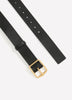 Faux-Leather Denim Belt with Square Metallic Buckle