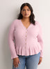 Responsible, Fit and Flare Peplum Button-Down Sweater