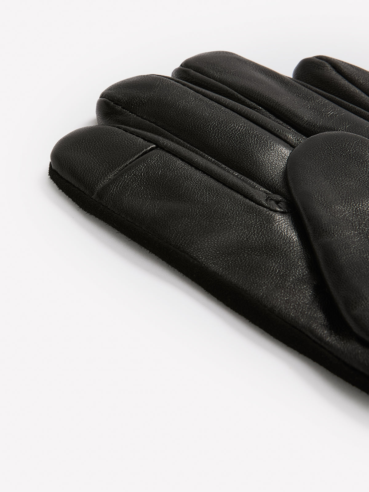 Black Leather and Suede Gloves with Horsebit Chain