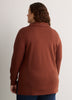 Loose French Terry Tunic Top with Buttoned Johnny Collar