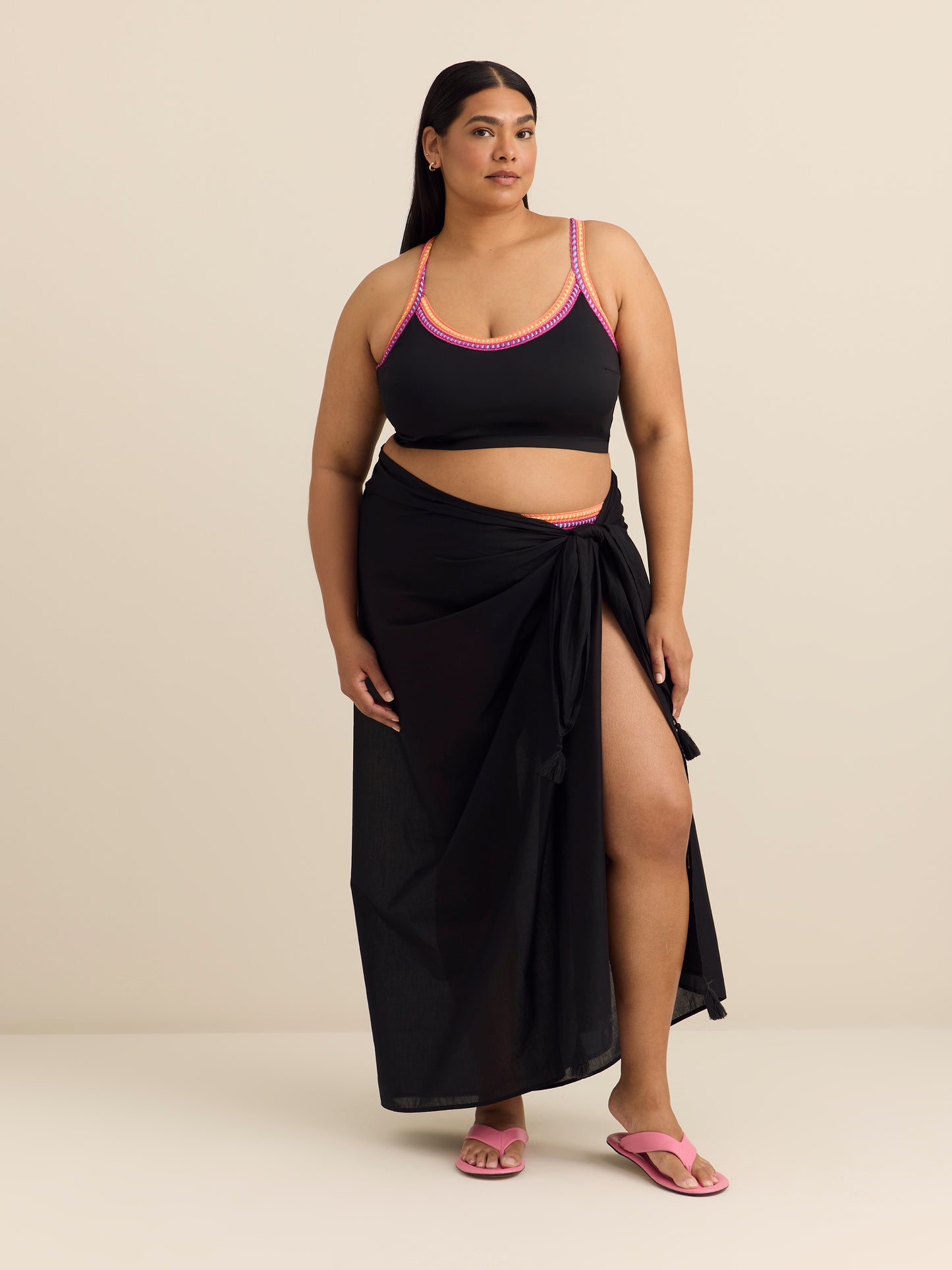 Black Pareo with Tassels